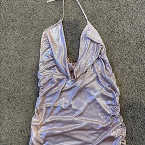 Express Shimmering Pink Halter Tank Top